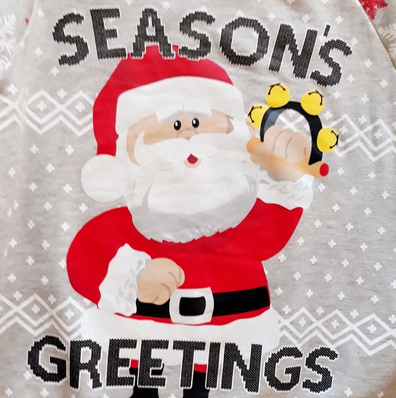 Snowflake Santa Ugly Christmas Sweatshirt + Beanie Set - Junior's Medium Gift - Picture 3 of 9